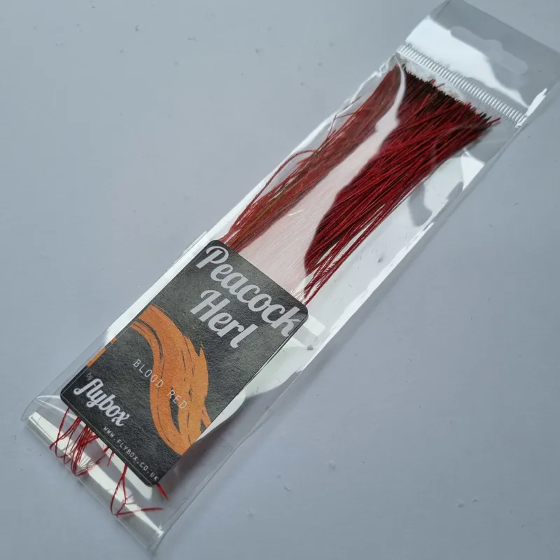 Flybox Peacock Herl Blood Red-1